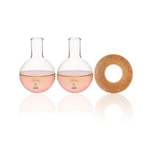 Matraces esféricos de fondo redondo, vidrio borosilicato 3.3, 250 ml, con soporte