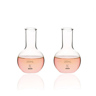 Matraz esférico de fondo plano, de cuello estrecho, vidrio borosilicato 3.3