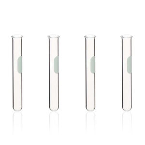 Tubos de ensayo con borde y área de escritura, vidrio borosilicato