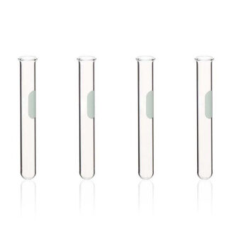 Tubos de ensayo con borde y área de escritura, vidrio borosilicato