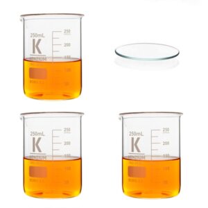 Vasos de precipitados de forma baja, vidrio borosilicato 3.3, con vidrio de reloj