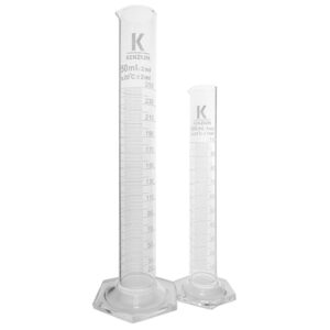 Set 2 probetas graduadas, base hexagonal, vidrio borosilicato 3.3